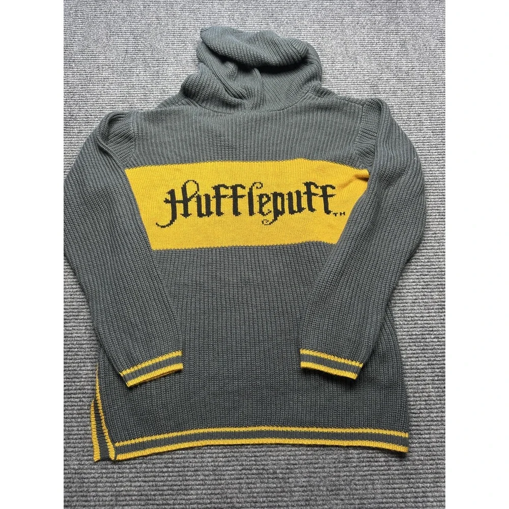 Harry Potter‎ Sweater Hoodie Size 1 Gray Yellow Hufflepuff Knit Pullover
